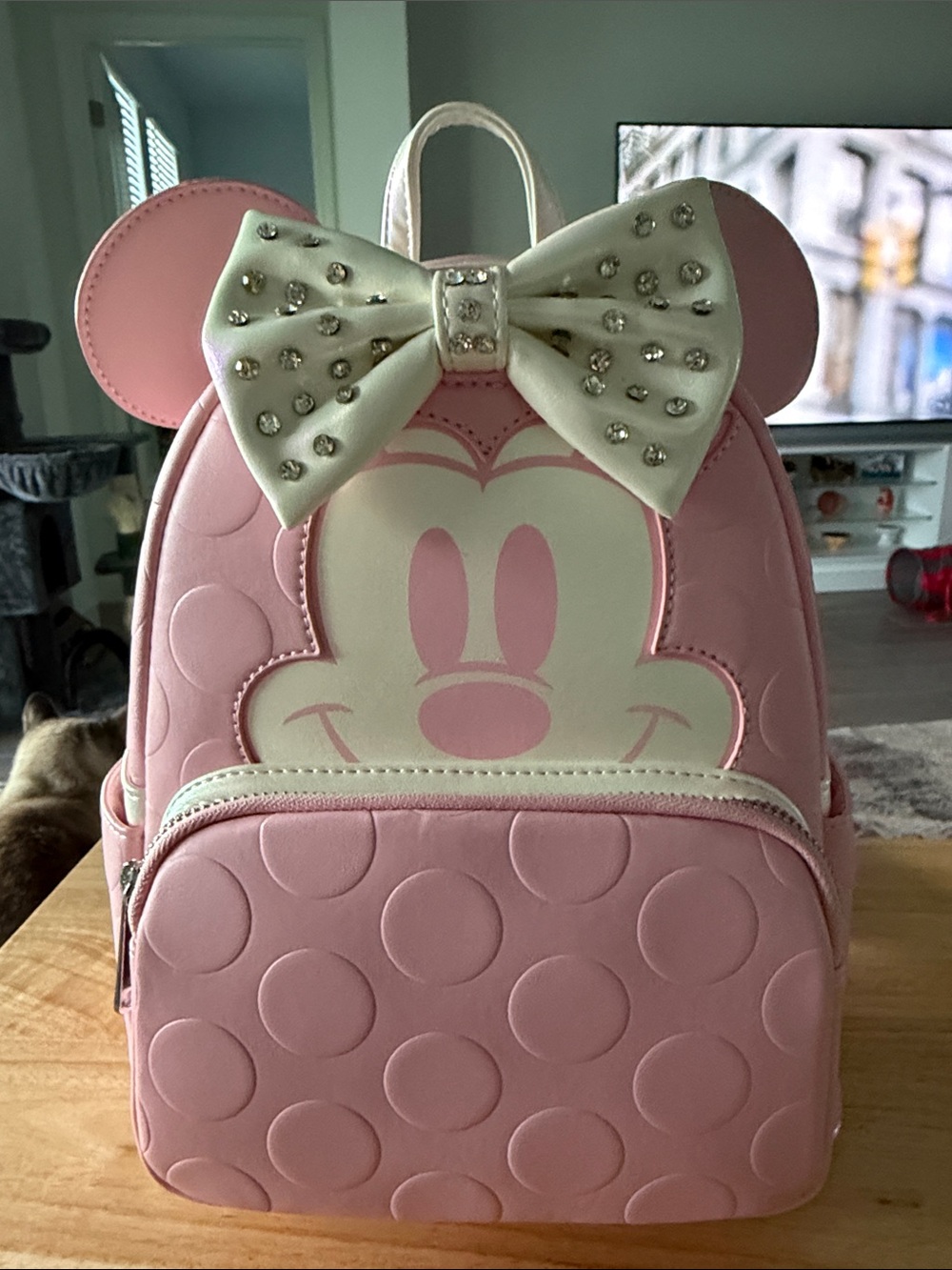 Loungefly Pink Minnie Mouse Bow Faux Leather Mini Backpack